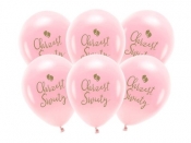 Balony Eco Chrzest Święty rumiany różowy 33cm 6szt