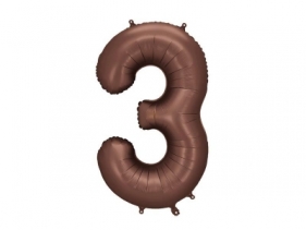 Balon foliowy cyfra 3 86cm mocca