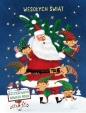 Karnet B6 BN Boże Narodzenie- Mikołaj z elfami