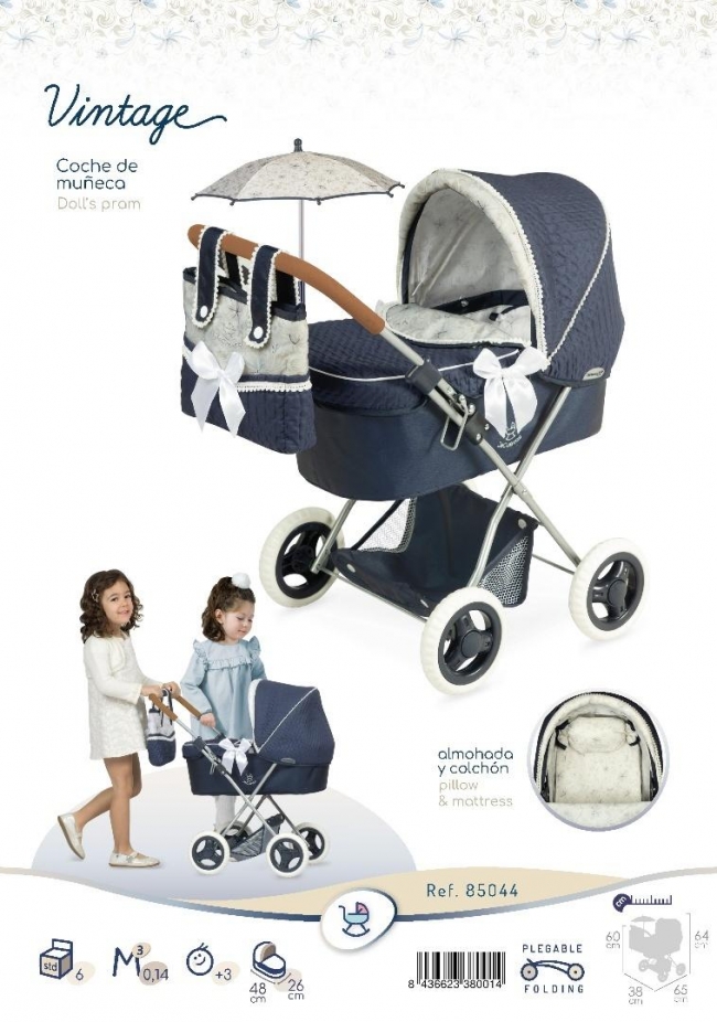 <img src='https://webimage.pl/pics/923/0/d8436623380014.jpg' style='height:440px' /> Wózek Vintage z parasolką dla lalek do 48cm