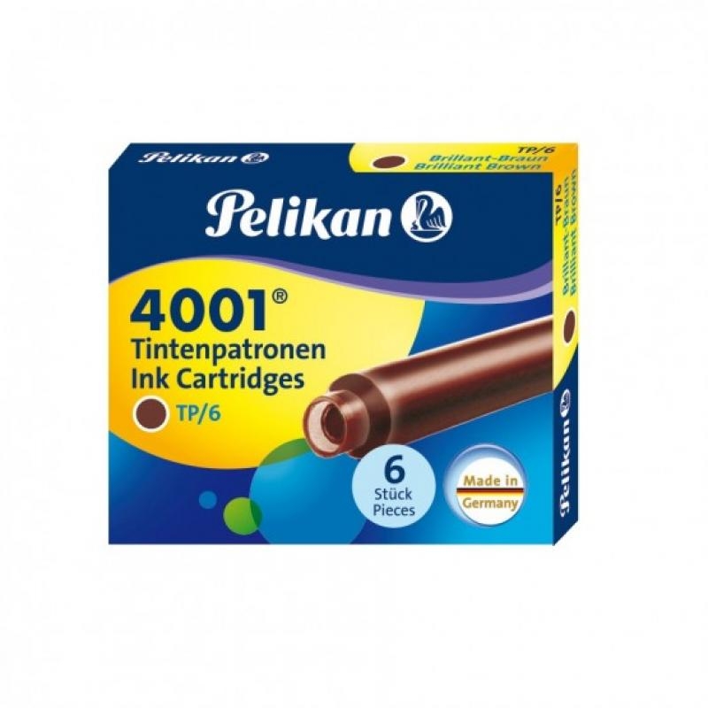 Naboje krótkie Pelikan 4001 TP/6, 6 szt. - brązowe (311928)
