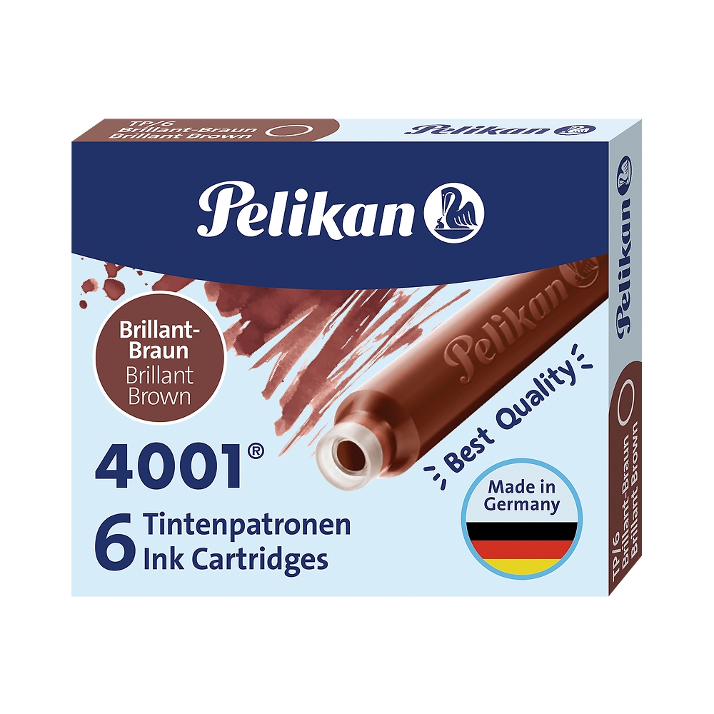Naboje krótkie Pelikan 4001 TP/6, 6 szt. - brązowe