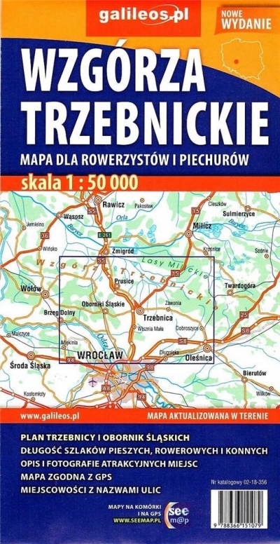 Mapa dla rowerzystów i piechurów - Wzgórza Trzebnickie