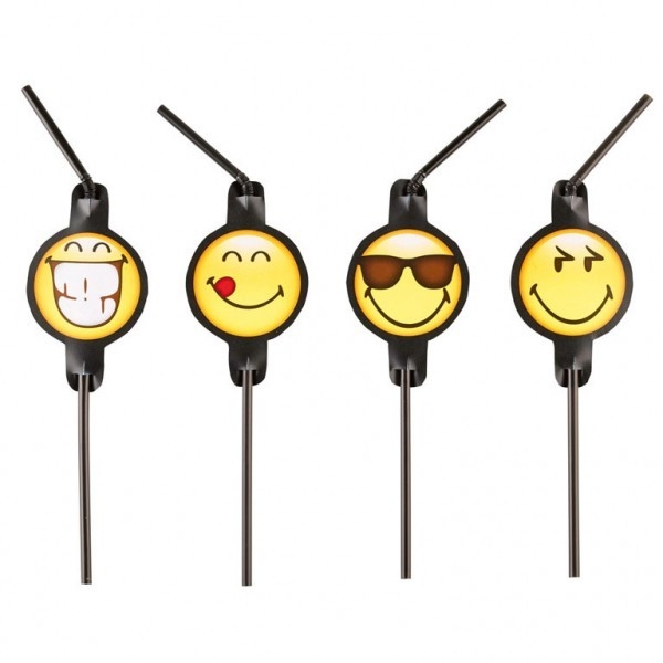 Słomki do napojów Smiley Emoticons, 8 sztuk (9901291)