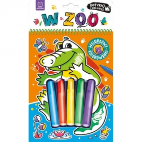 Dotykaj i koloruj! W zoo. Welurkowe kolorowanki - Opracowanie zbiorowe