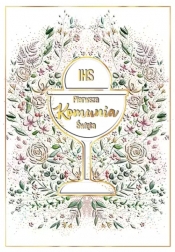 Karnet A5 Komunia. Kielich w kwiatach