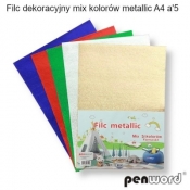 Filc dekoracyjny MIX kolorów metalicznych A4 5szt