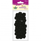 Pompony akrylowe, 30 szt. - czarne (352956)