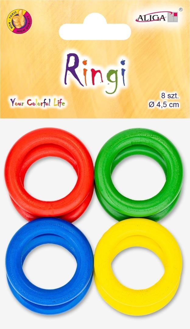 Ringi drewniane 4,5cm 8szt
