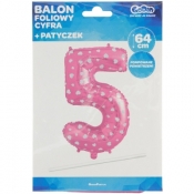 Balon foliowy Godan różowy cyfra 5 26 cali 26cal (hs-c26r5)