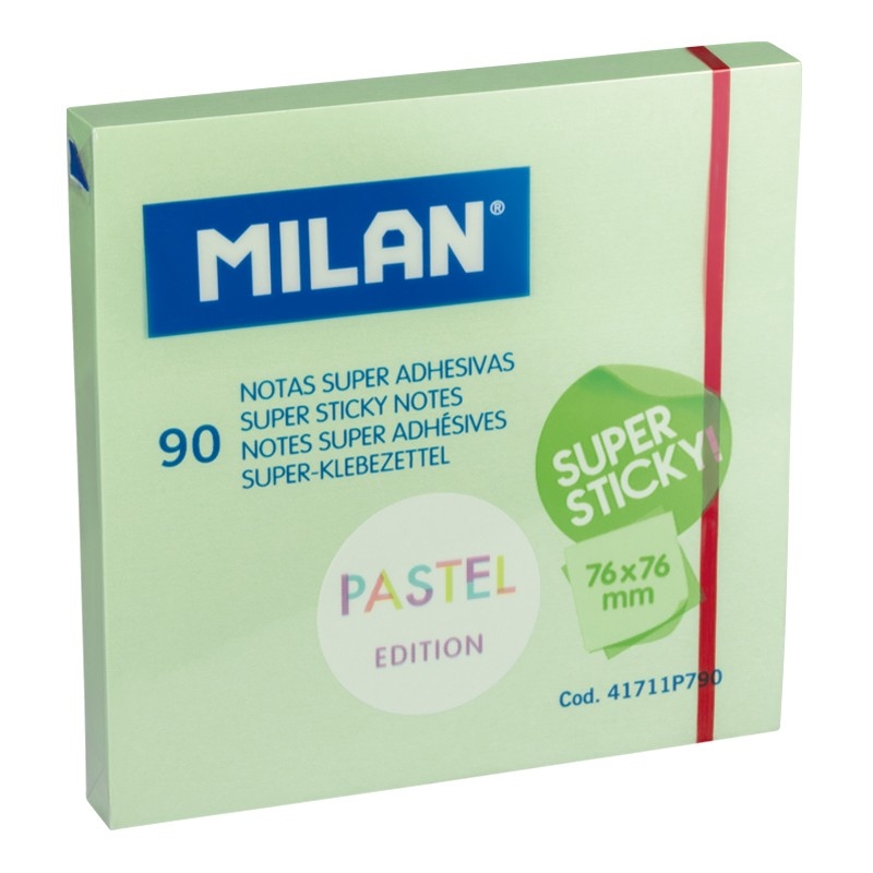 Karteczki samoprzylepne zielone MILAN SUPER STICKY, 76 x 76 mm, 90k. (41711P790)