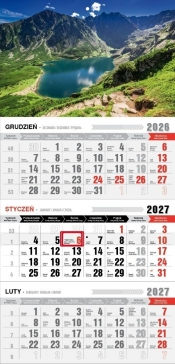 Kalendarz 2027 trójdzielny z magnesem - Tatry