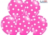 Balon Partydeco gumowy ciemny różowy w białe kropki 30 cm / 6 szt. (SB14P-223-006W-6)
