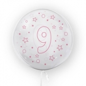 Balon Tuban 45cm cyfra 9 - Gwiazdki, różowy (TB 3692)