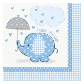 Serwetki Godan Baby Shower niebieskie 16 sztuk - niebieski 333 mm x 333 mm (41692)