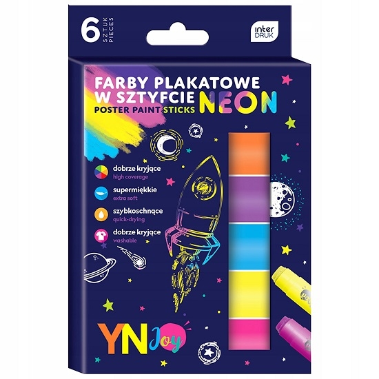 Farby plakatowe w sztyfcie Neon, 6 kolorów (444168) (Uszkodzone opakowanie)