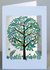 Karnet PM892 wycinany + koperta Zielone drzewo