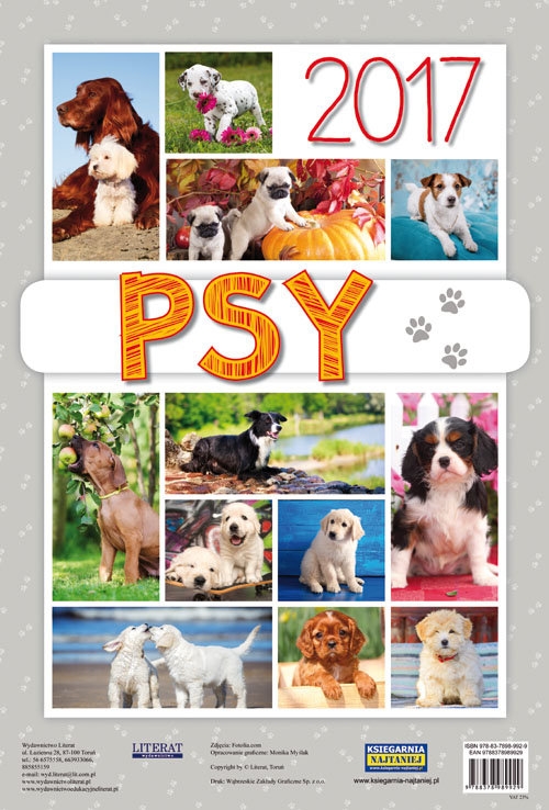 Kalendarz 2017 ścienny Psy