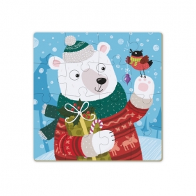 Puzzle 16: Świąteczny niedźwiadek + kolorowanka (DOP300355)