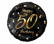 Balon foliowy B&C Happy 50 Birthday czarno-złoty