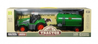 Traktor z przyczepą sterowany pilotem z ładowarką