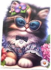 Notatnik ozdobny A7/48K gładki TW Kot w okularach