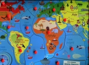 Puzzle drewniane układanka z pinezkami Mapa świata (1567932)