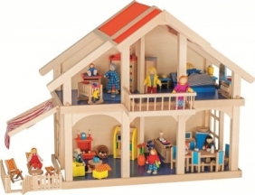 Domek dla lalek z patio, 2-piętrowy (GOKI-51893)