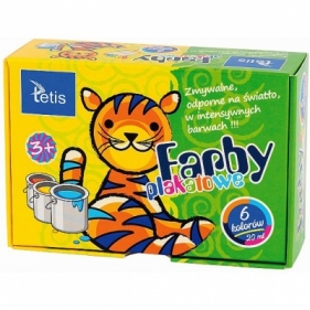 Farby plakatowe Tetis, 6 kolorów x 20ml (KF001-A)