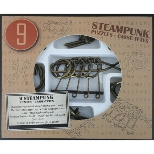 Łamigłówki metalowe 9 sztuk Steampunk zestaw brązowy (108224)