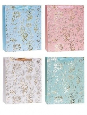 Torebka ozdobna 26x32x10cm hot-stamp mix ROZETTE