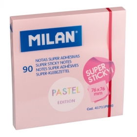 Karteczki samoprzylepne różowe Milan Super Sticky Pastel 76 x 76 mm, 90k. (41711P890)