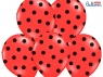 Balon gumowy Partydeco gumowy czerwony w czarne kropki 30 cm/6 sztuk Czerwony 300 mm (SB14P-223-007JB-6)