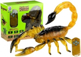 Sterowany skorpion pilot r/c chodzi świeci żółty