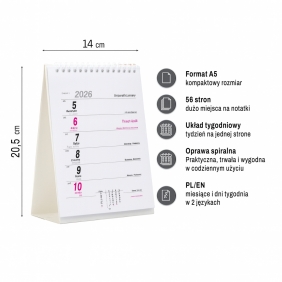 Kalendarz Biurkowy A5 tygodniowy 2026