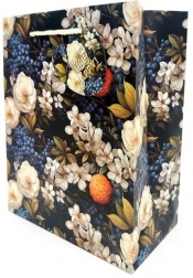 Torebka ozdobna matowa 18x23x10cm Białe Kwiaty