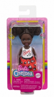Lalka Barbie Chelsea i przyjaciele Mała lalka Biało-pomarańczowy strój/Afro kucyki (DWJ33/GXT35)