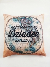 Poduszka - Mapa świata "Najwspanialszy Dziadek na świecie"