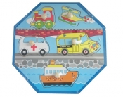 Puzzle drewniane układanka z uchwytami Pojazdy