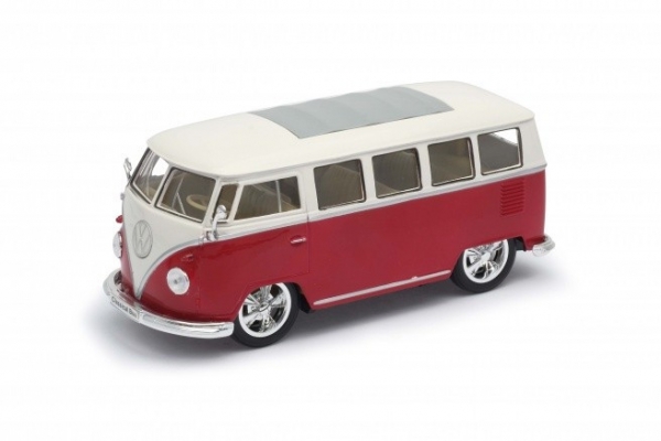 Model kolekcjonerski 1963 Volkswagen T1 Bus, czerwono-biały (22095LR)