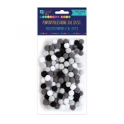 Pompony poliestrowe 1 cm mix biało-czarny, 120 szt. (KSPO-032)