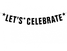 Baner let"s celebrate czarny 14x106cm