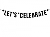Baner let"s celebrate czarny 14x106cm
