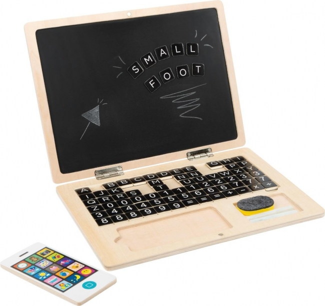 Drewniany laptop z tablicą magnetyczną