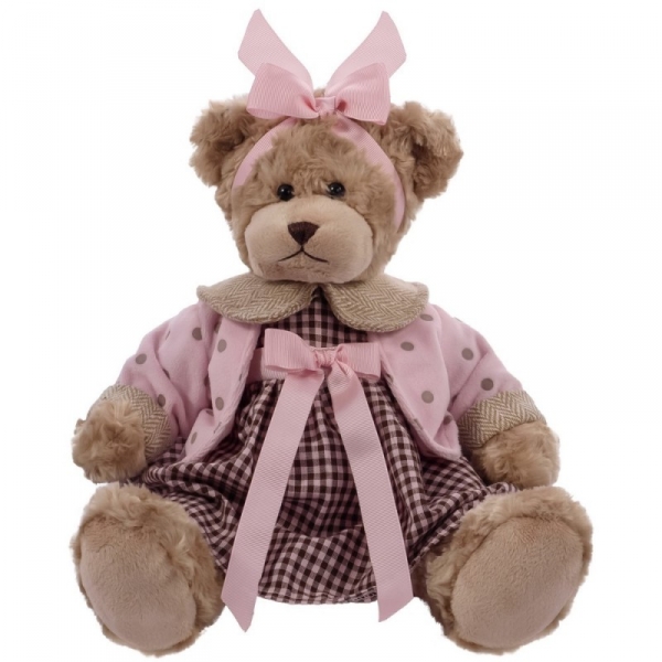 Misia Daizy różowa w kratkę 33 cm (12971)