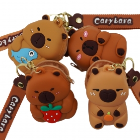 Mini portfelik silikonowy z zawieszką - Kapibara