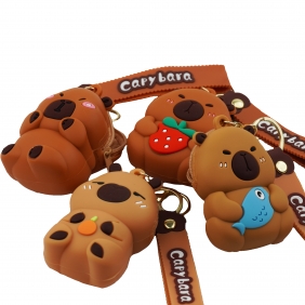 Mini portfelik silikonowy z zawieszką - Kapibara