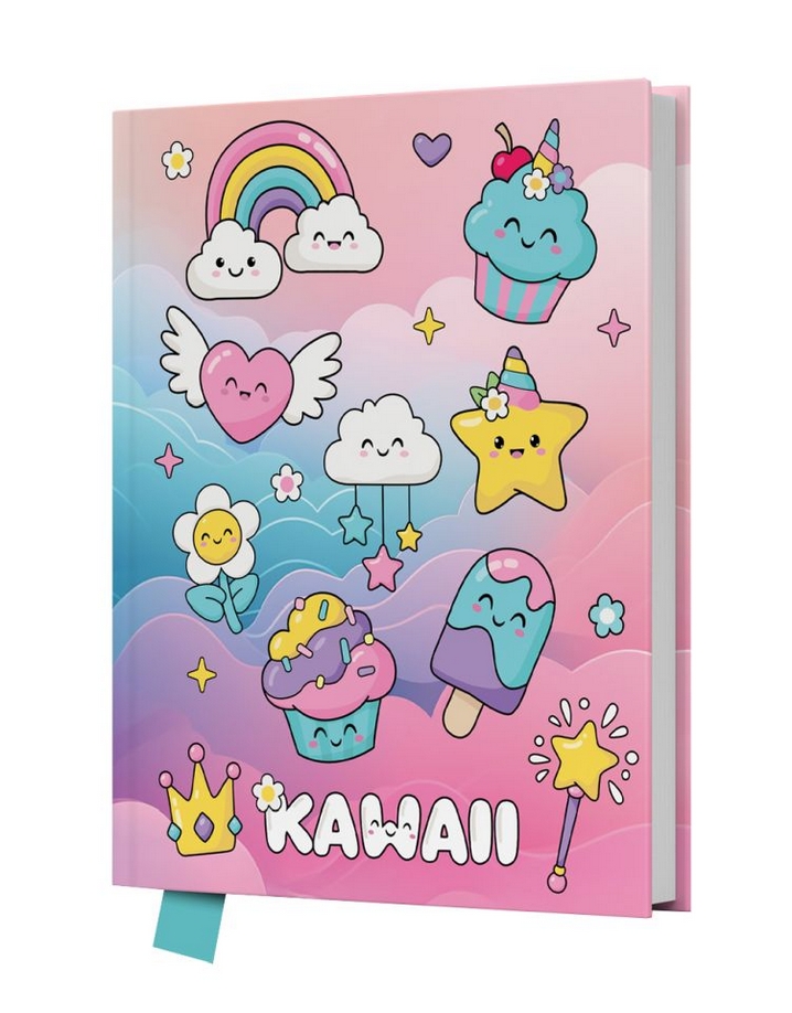 Pamiętnik z kłódką Kawaii, 14 x 18cm, 80 kartek
