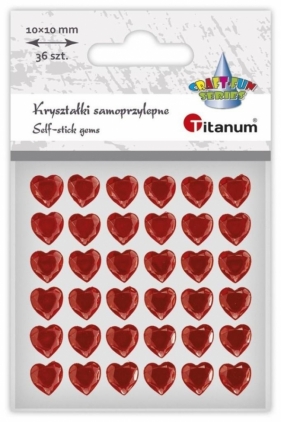 Kryształki samoprzylepne Serca czerwone 36szt