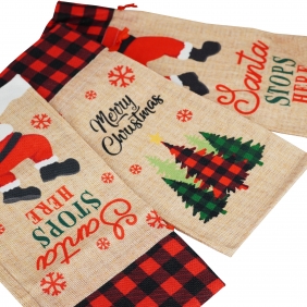 Świąteczny worek jutowy na butelkę, 1 szt.